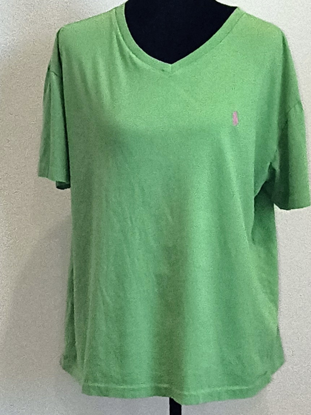 Polo by Ralph Lauren Light Green Tee with Pink Accents Size M